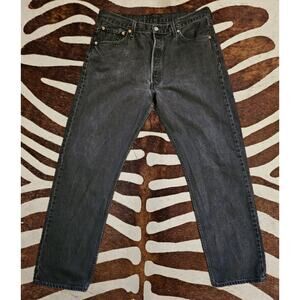 Vintage 90s Levis 501 Button Fly Jeans Mens 36x32 (36x32) Black Denim